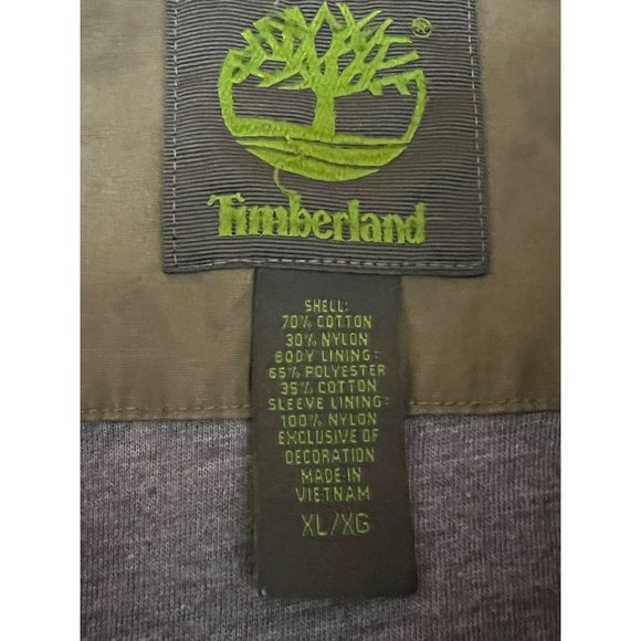 Timberland Mens Green Lightweight Canvas Chino Jacket Full Zip sz XL - Picture 3 of 8